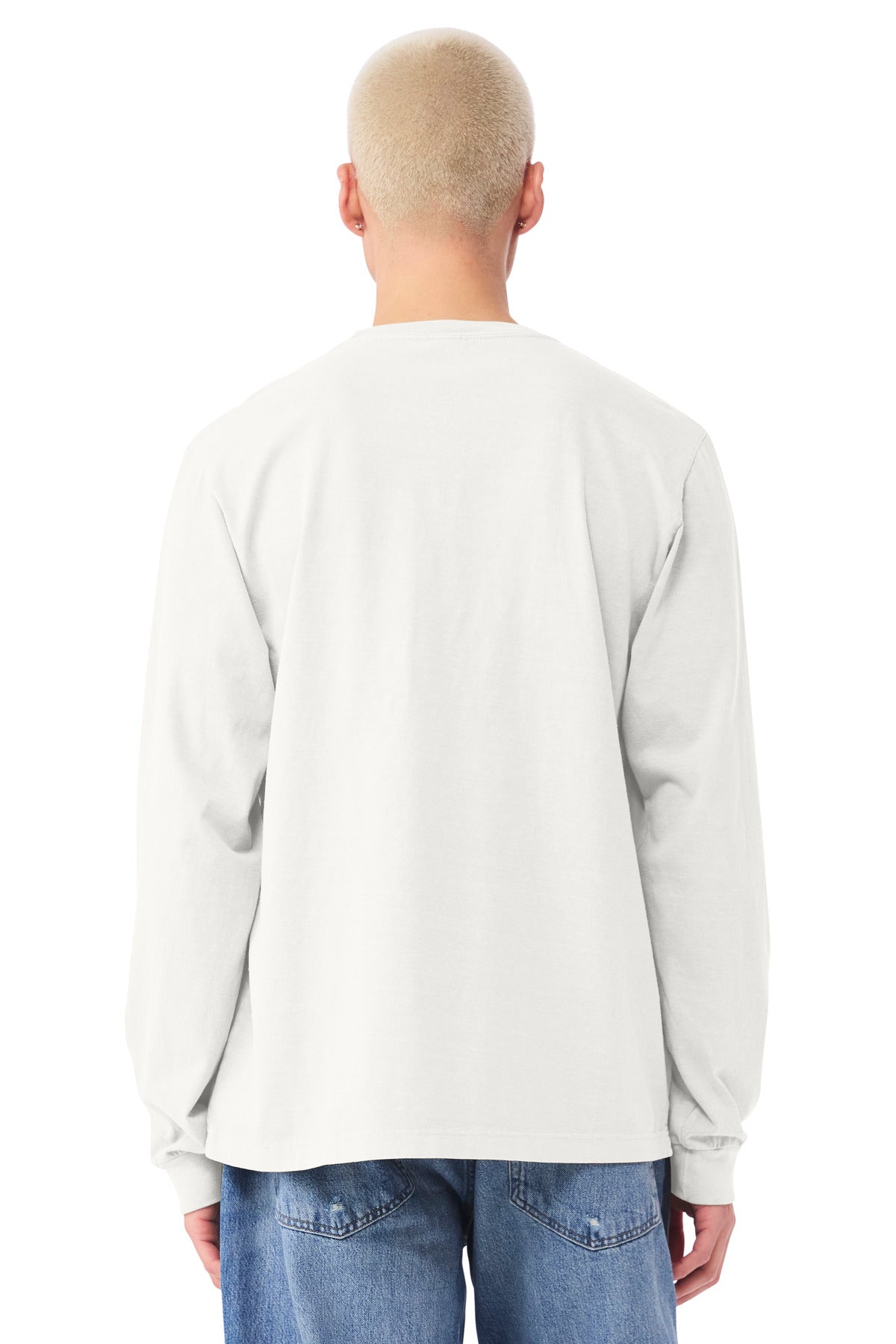 BELLA+CANVAS Unisex Heavyweight Garment-Dyed Long Sleeve Tee BC4851GD - Vintage White - back