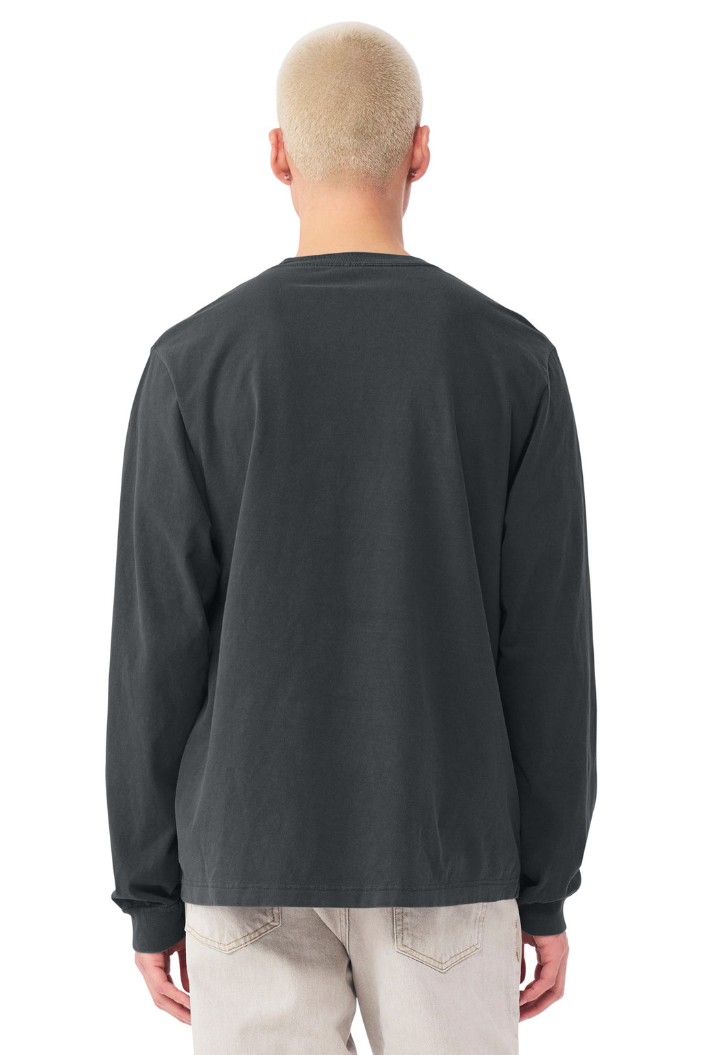 BELLA+CANVAS Unisex Heavyweight Garment-Dyed Long Sleeve Tee BC4851GD - Washed Black - back