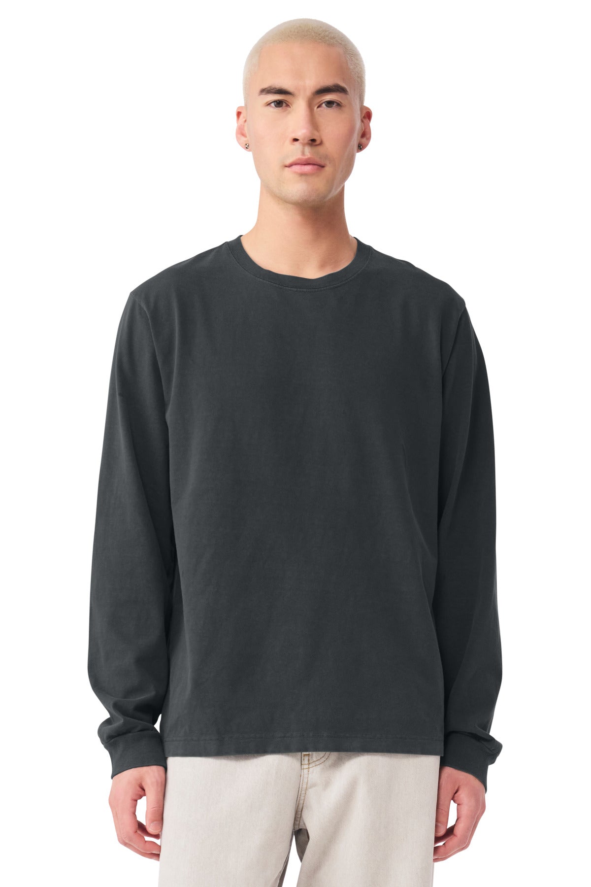 BELLA+CANVAS Unisex Heavyweight Garment-Dyed Long Sleeve Tee BC4851GD - Washed Black - front