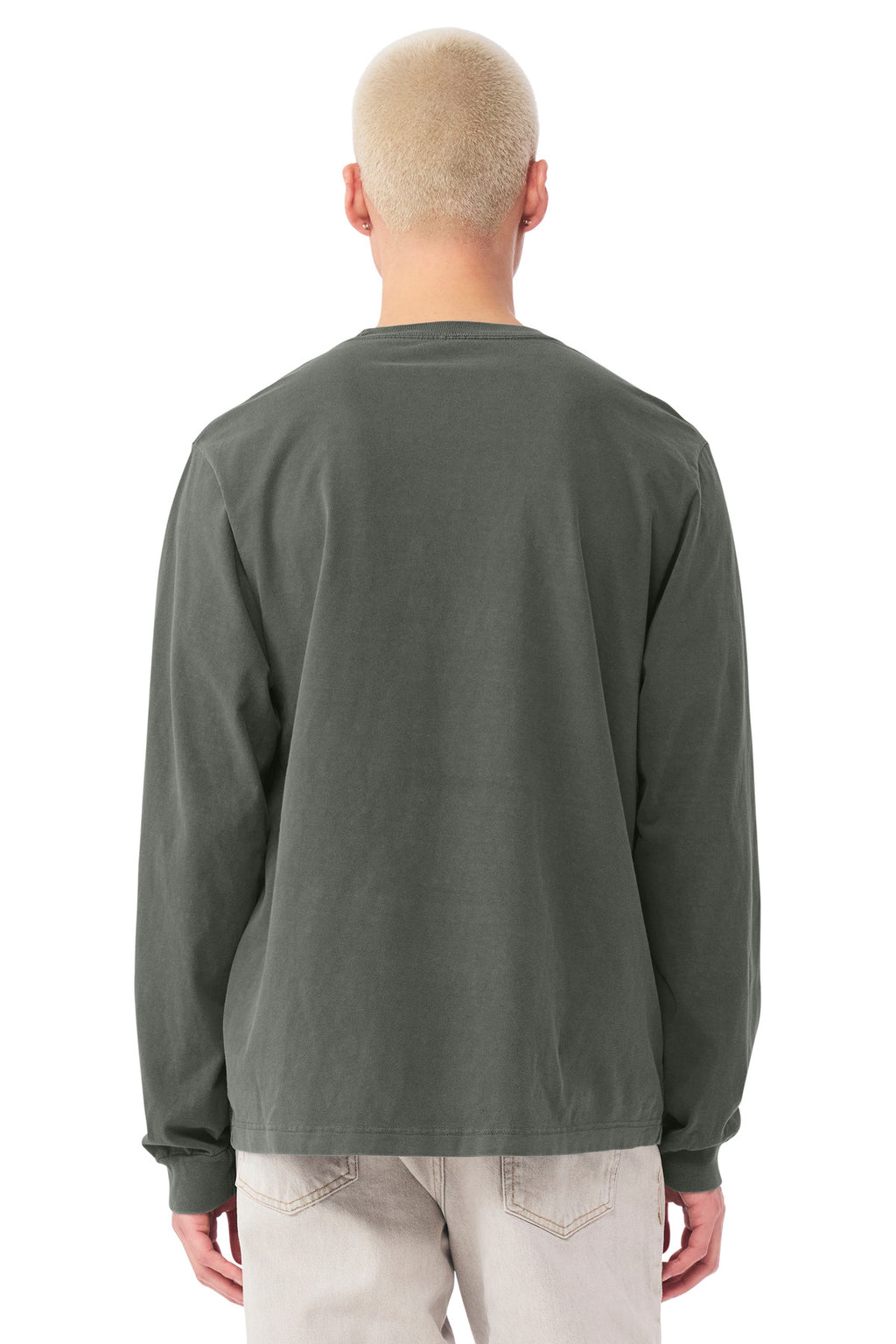 BELLA+CANVAS Unisex Heavyweight Garment-Dyed Long Sleeve Tee BC4851GD - Washed Charcoal - back