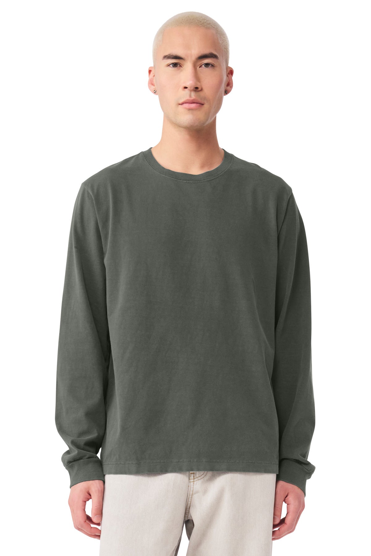BELLA+CANVAS Unisex Heavyweight Garment-Dyed Long Sleeve Tee BC4851GD - Washed Charcoal - front