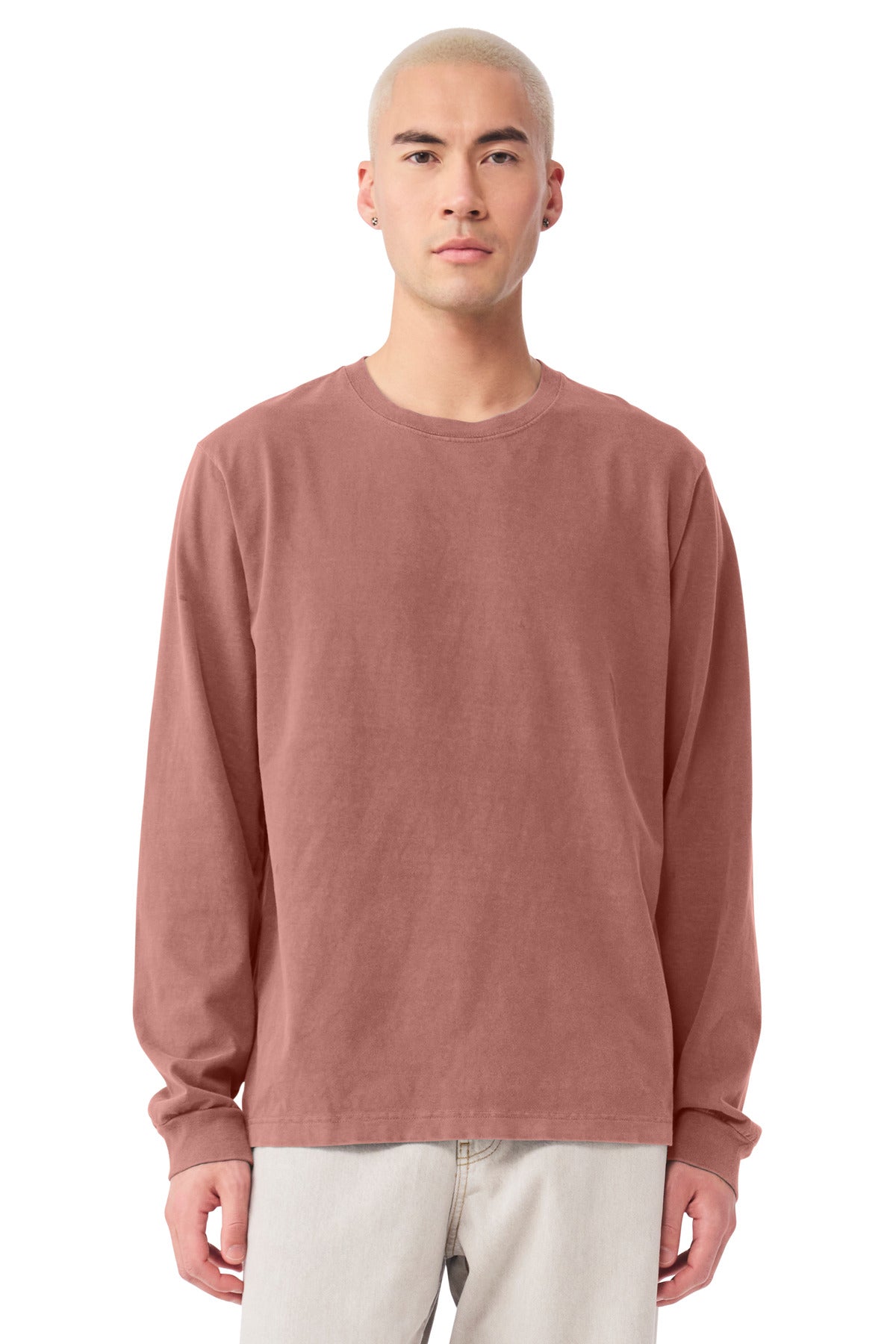 BELLA+CANVAS Unisex Heavyweight Garment-Dyed Long Sleeve Tee BC4851GD - Washed Chestnut - front