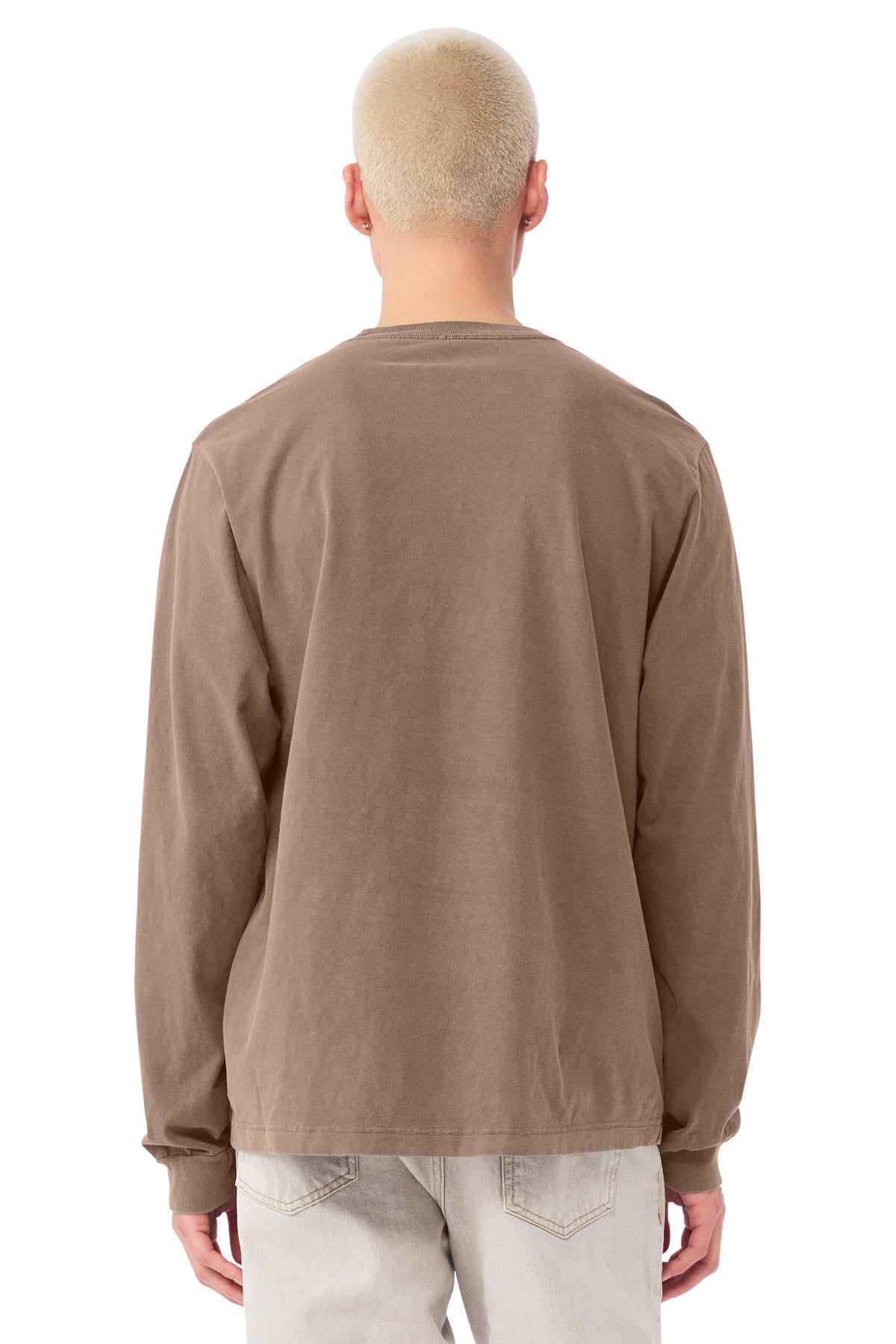 BELLA+CANVAS Unisex Heavyweight Garment-Dyed Long Sleeve Tee BC4851GD - Washed Cocoa - back