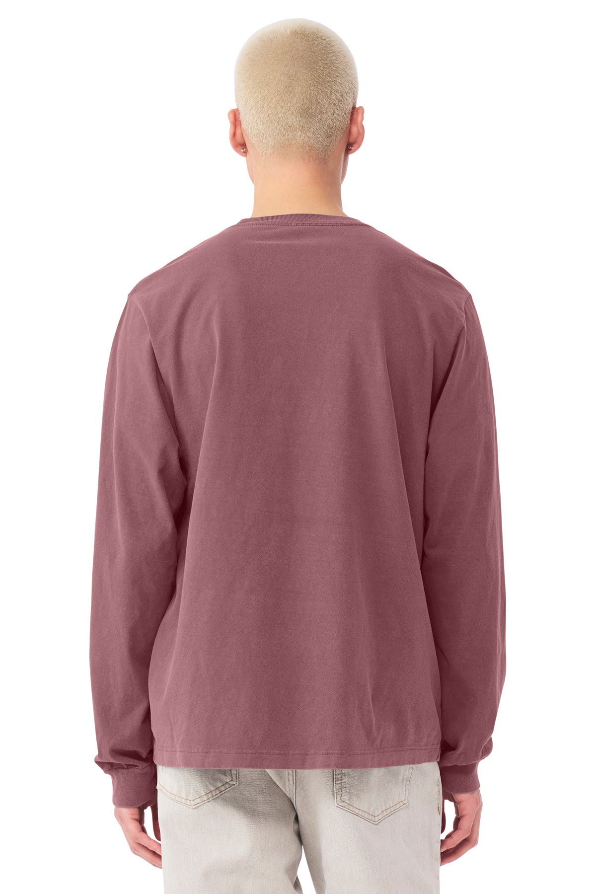 BELLA+CANVAS Unisex Heavyweight Garment-Dyed Long Sleeve Tee BC4851GD - Washed Maroon - back