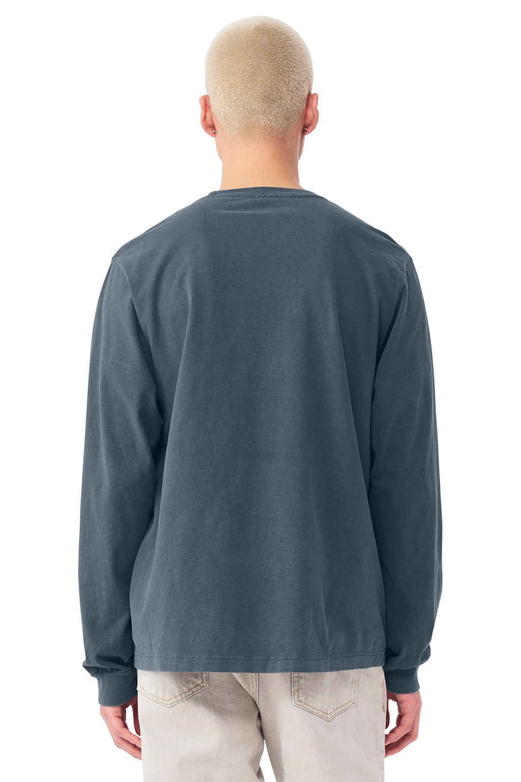 BELLA+CANVAS Unisex Heavyweight Garment-Dyed Long Sleeve Tee BC4851GD - Washed Navy - back