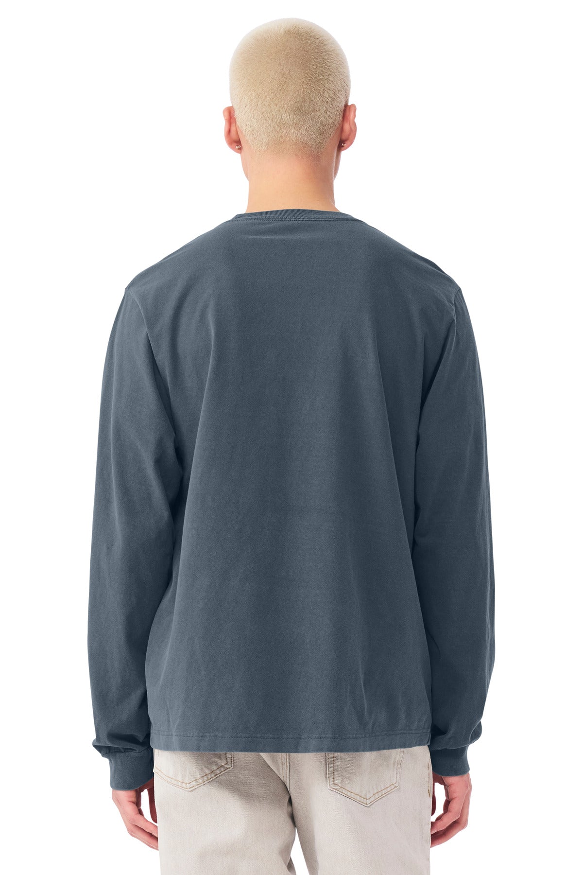 BELLA+CANVAS Unisex Heavyweight Garment-Dyed Long Sleeve Tee BC4851GD - Washed Navy - back