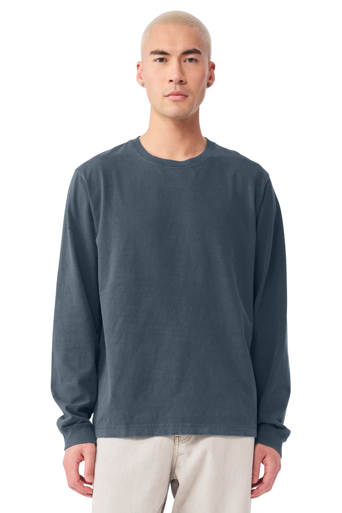 BELLA+CANVAS Unisex Heavyweight Garment-Dyed Long Sleeve Tee BC4851GD - Washed Navy - front