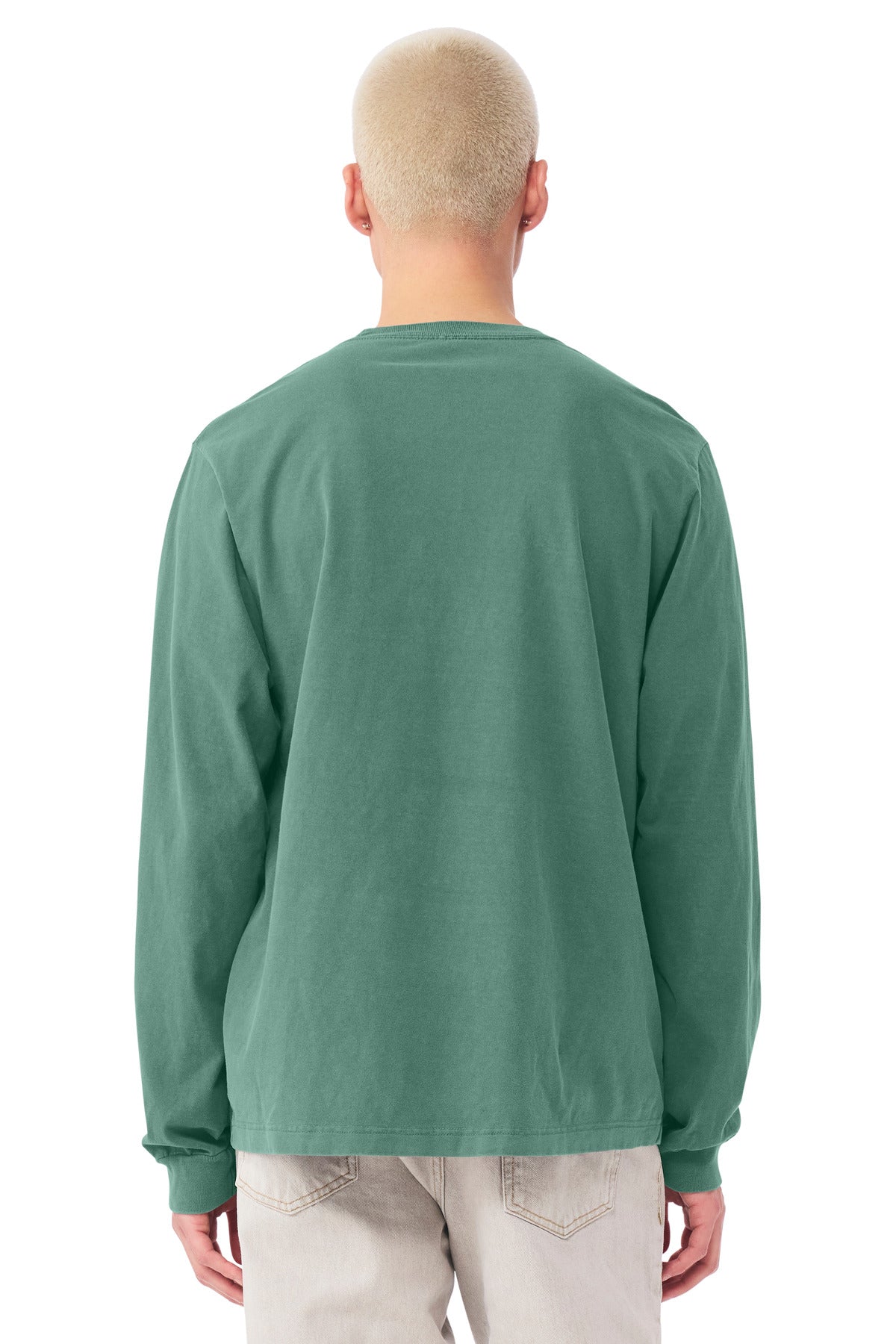 BELLA+CANVAS Unisex Heavyweight Garment-Dyed Long Sleeve Tee BC4851GD - Washed Pine - back