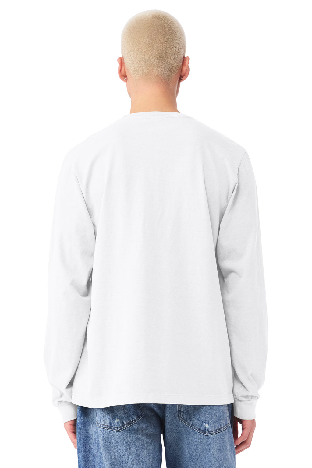 BELLA+CANVAS Unisex Heavyweight Garment-Dyed Long Sleeve Tee BC4851GD - White - back