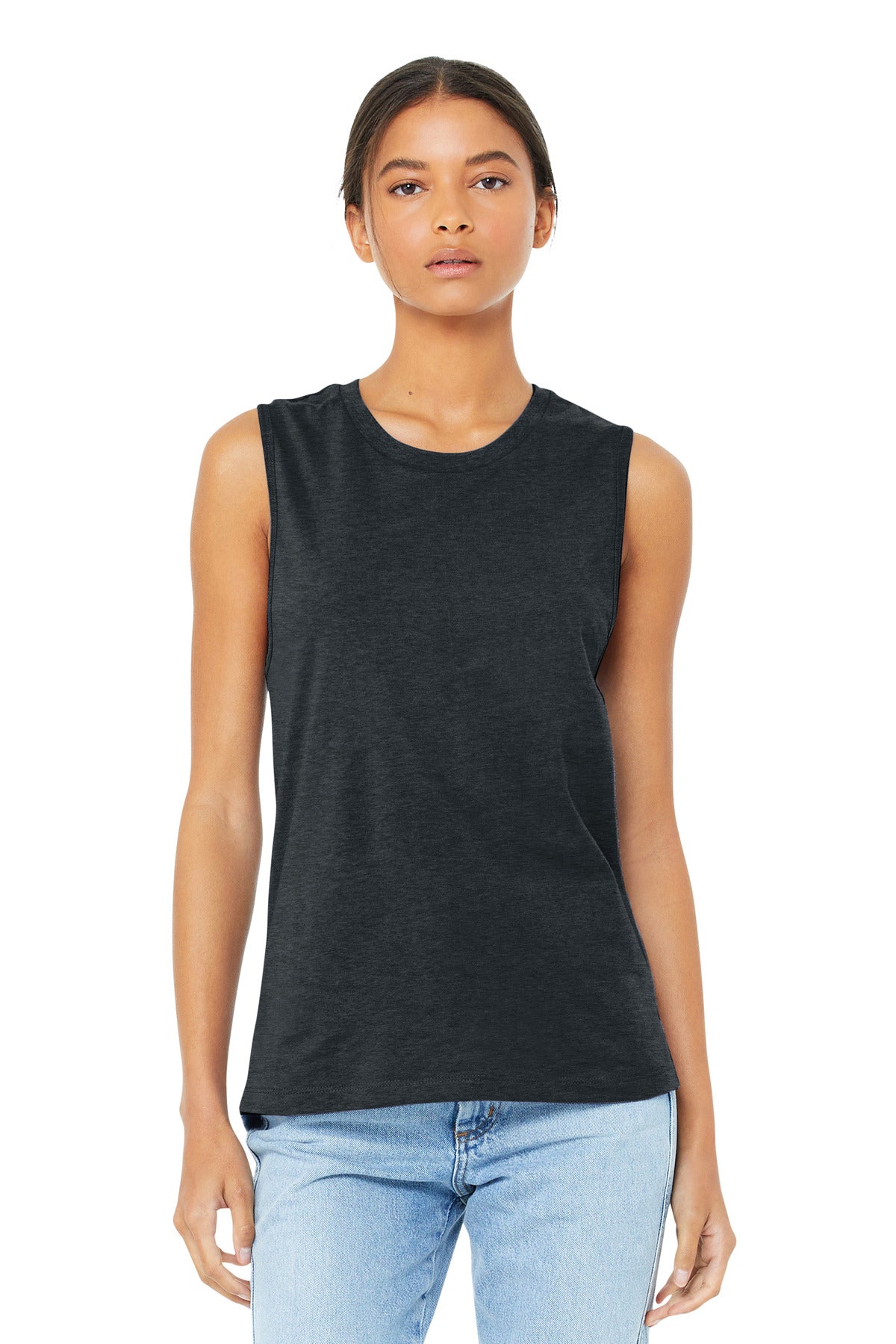 BELLA+CANVAS Women's Jersey Muscle Tank. BC6003 - Dark Grey Heather - front