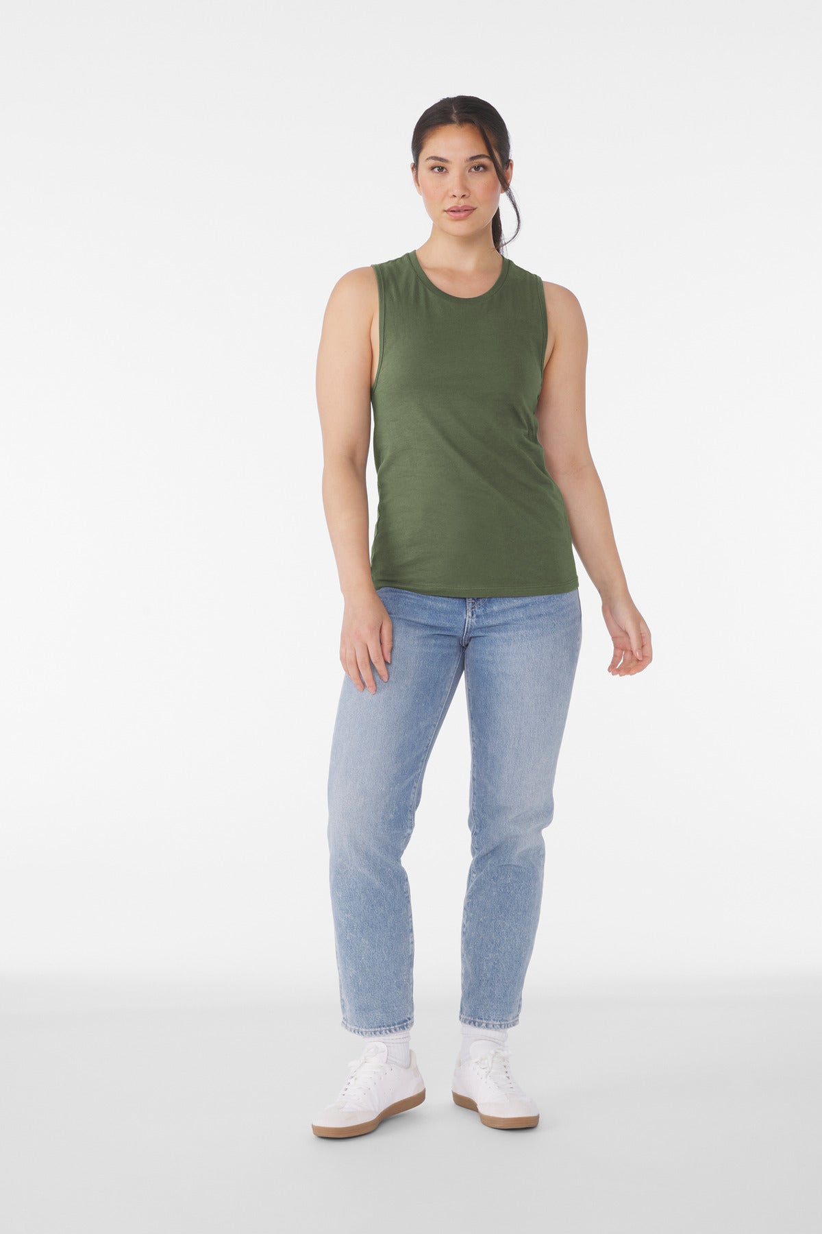 BELLA+CANVAS Women's Jersey Muscle Tank. BC6003 - Military Green - front