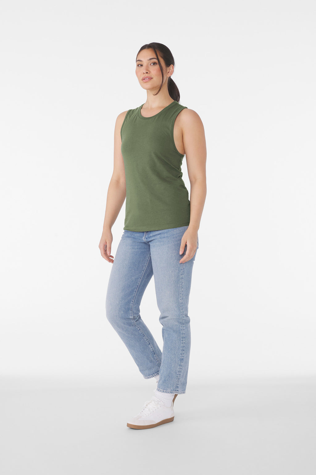 BELLA+CANVAS Women's Jersey Muscle Tank. BC6003 - Military Green - side