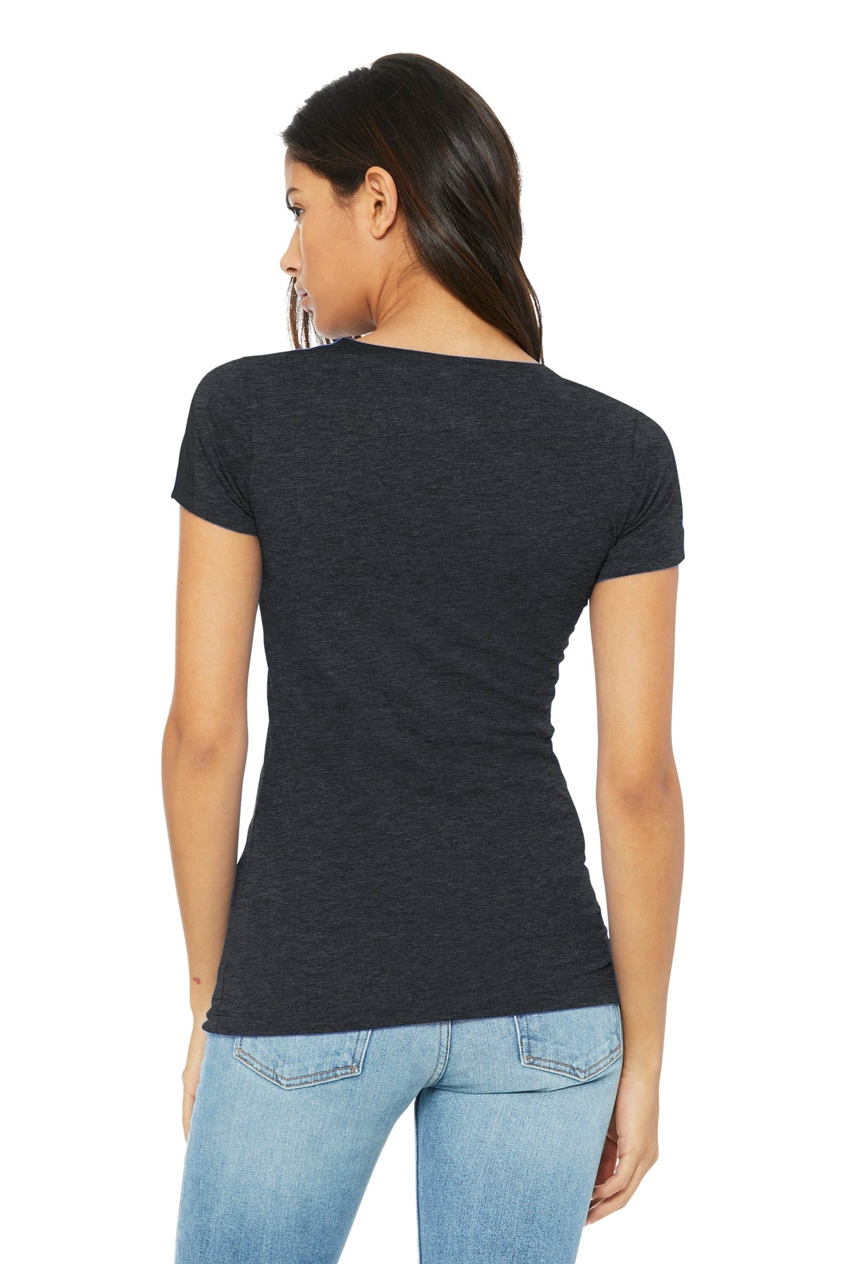 BELLA+CANVAS Women's Slim Fit Tee. BC6004 - Dark Grey Heather - back