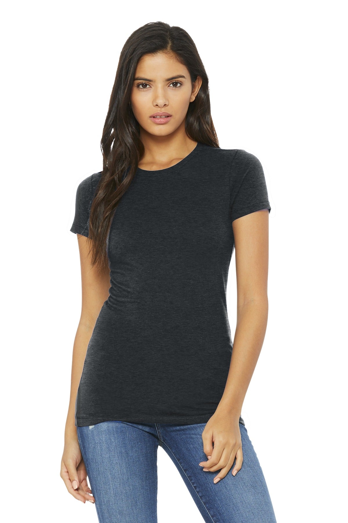 BELLA+CANVAS Women's Slim Fit Tee. BC6004 - Dark Grey Heather - front