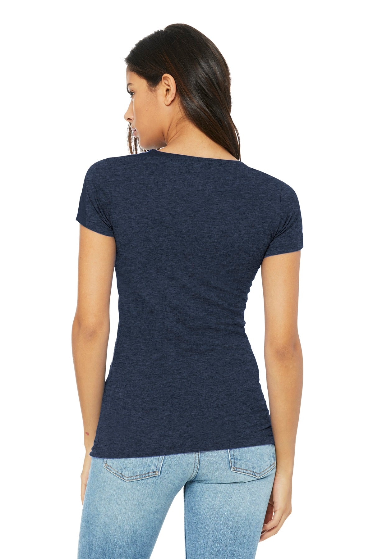 BELLA+CANVAS Women's Slim Fit Tee. BC6004 - Heather Navy - back