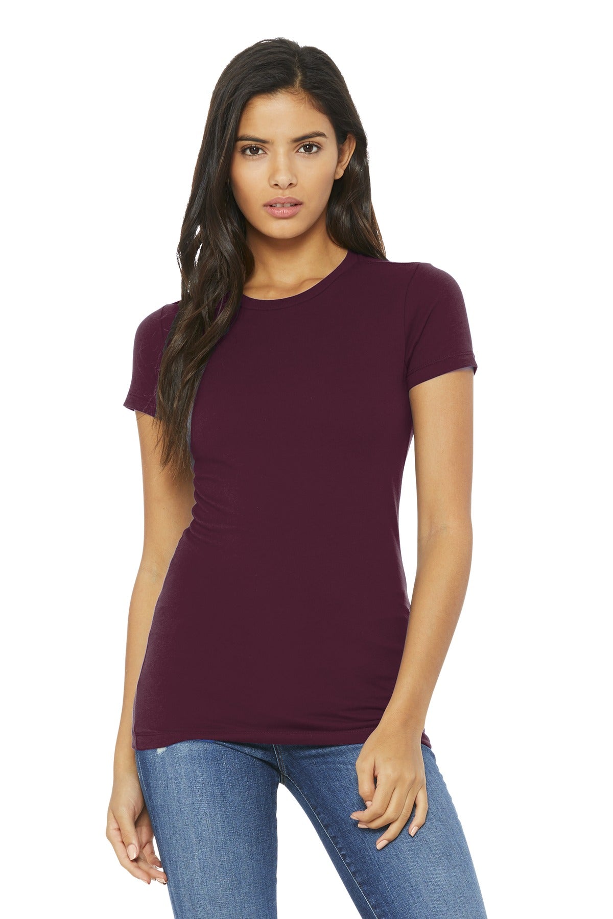 BELLA+CANVAS Women's Slim Fit Tee. BC6004 - Maroon - front