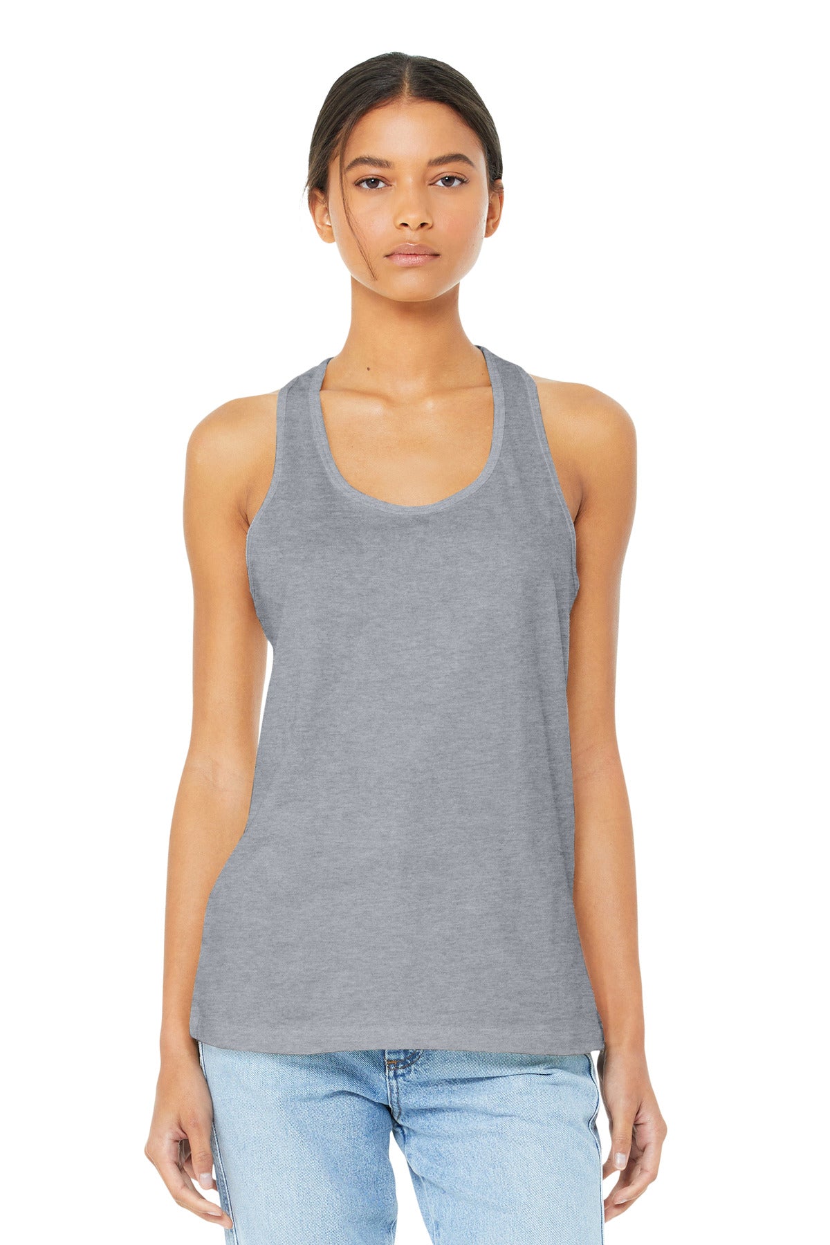 BELLA+CANVAS Women's Jersey Racerback Tank. BC6008 - Athletic Heather - front