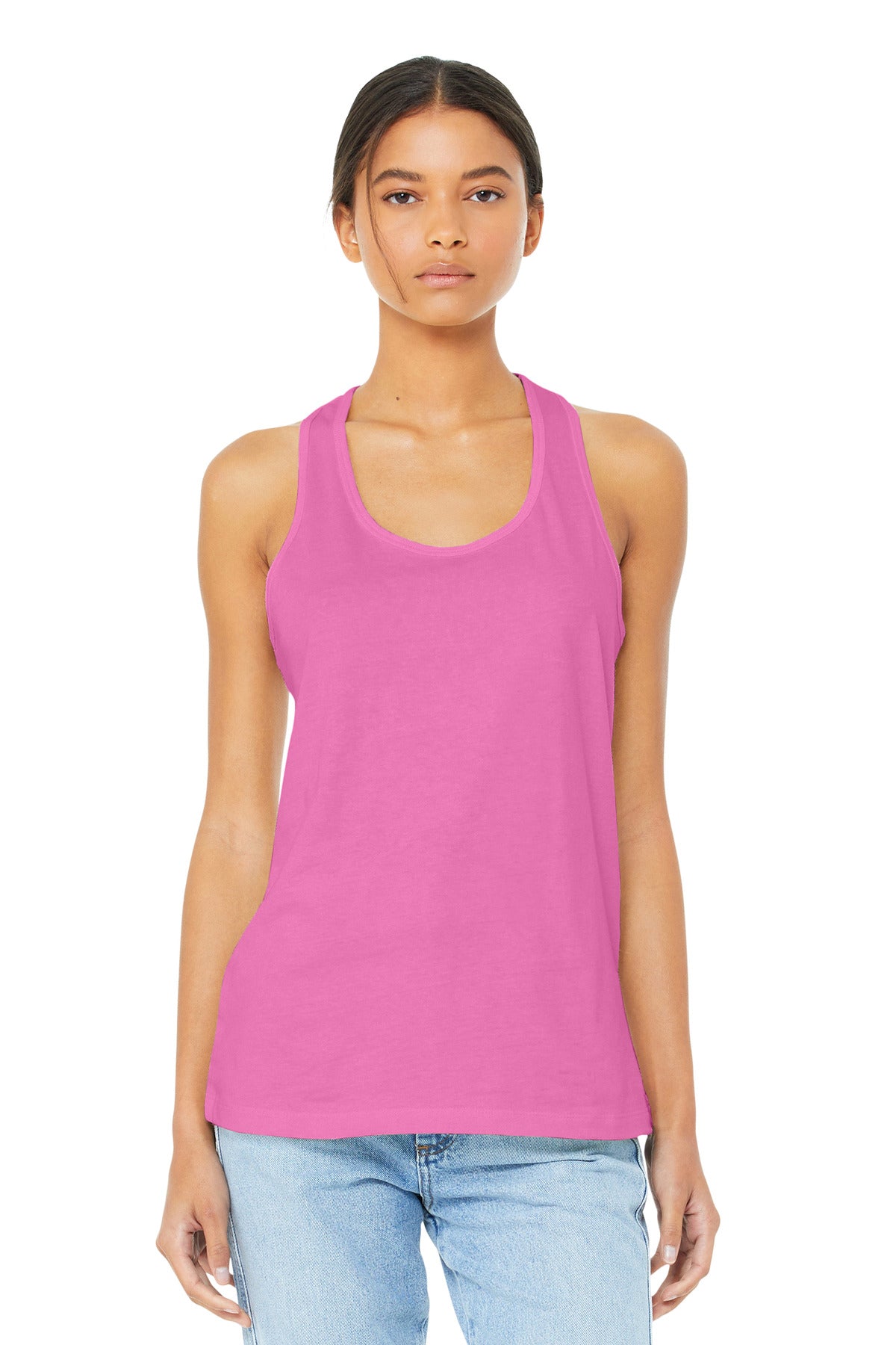 BELLA+CANVAS Women's Jersey Racerback Tank. BC6008 - Charity Pink - front