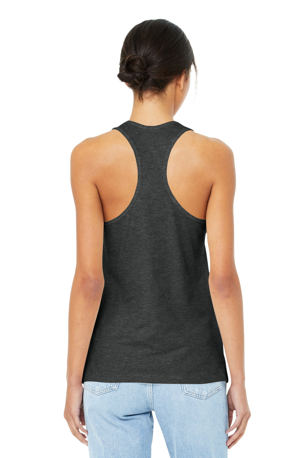 BELLA+CANVAS Women's Jersey Racerback Tank. BC6008 - Dark Grey Heather - back