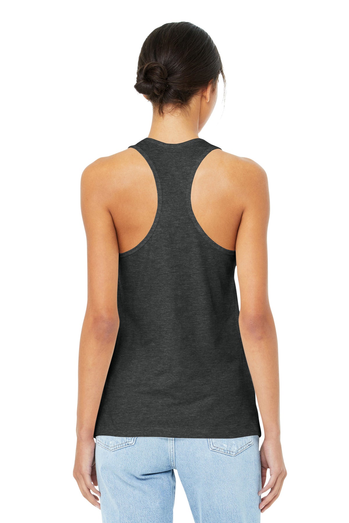 BELLA+CANVAS Women's Jersey Racerback Tank. BC6008 - Dark Grey Heather - back