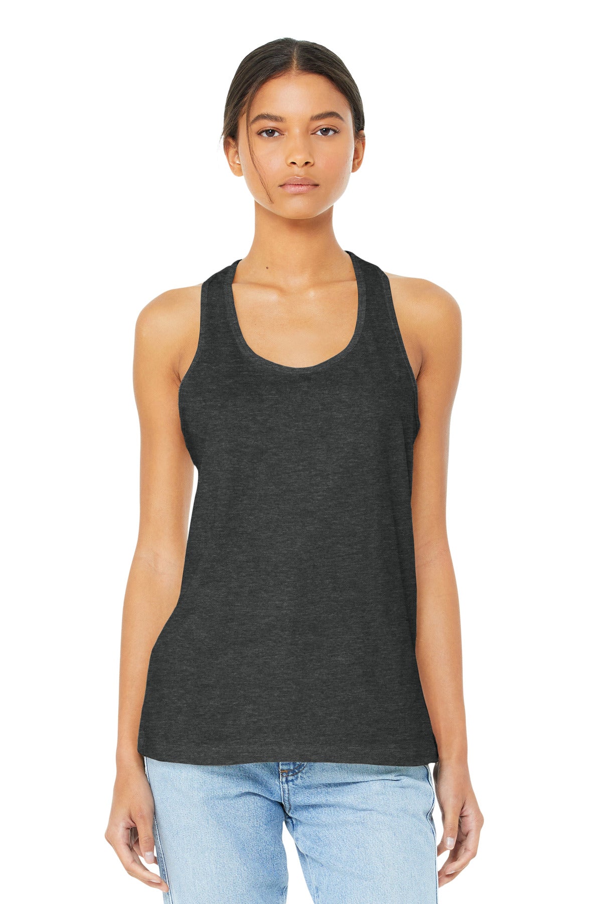 BELLA+CANVAS Women's Jersey Racerback Tank. BC6008 - Dark Grey Heather - front