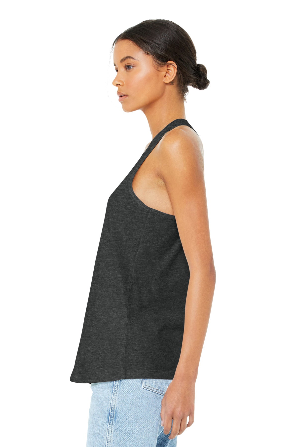 BELLA+CANVAS Women's Jersey Racerback Tank. BC6008 - Dark Grey Heather - side