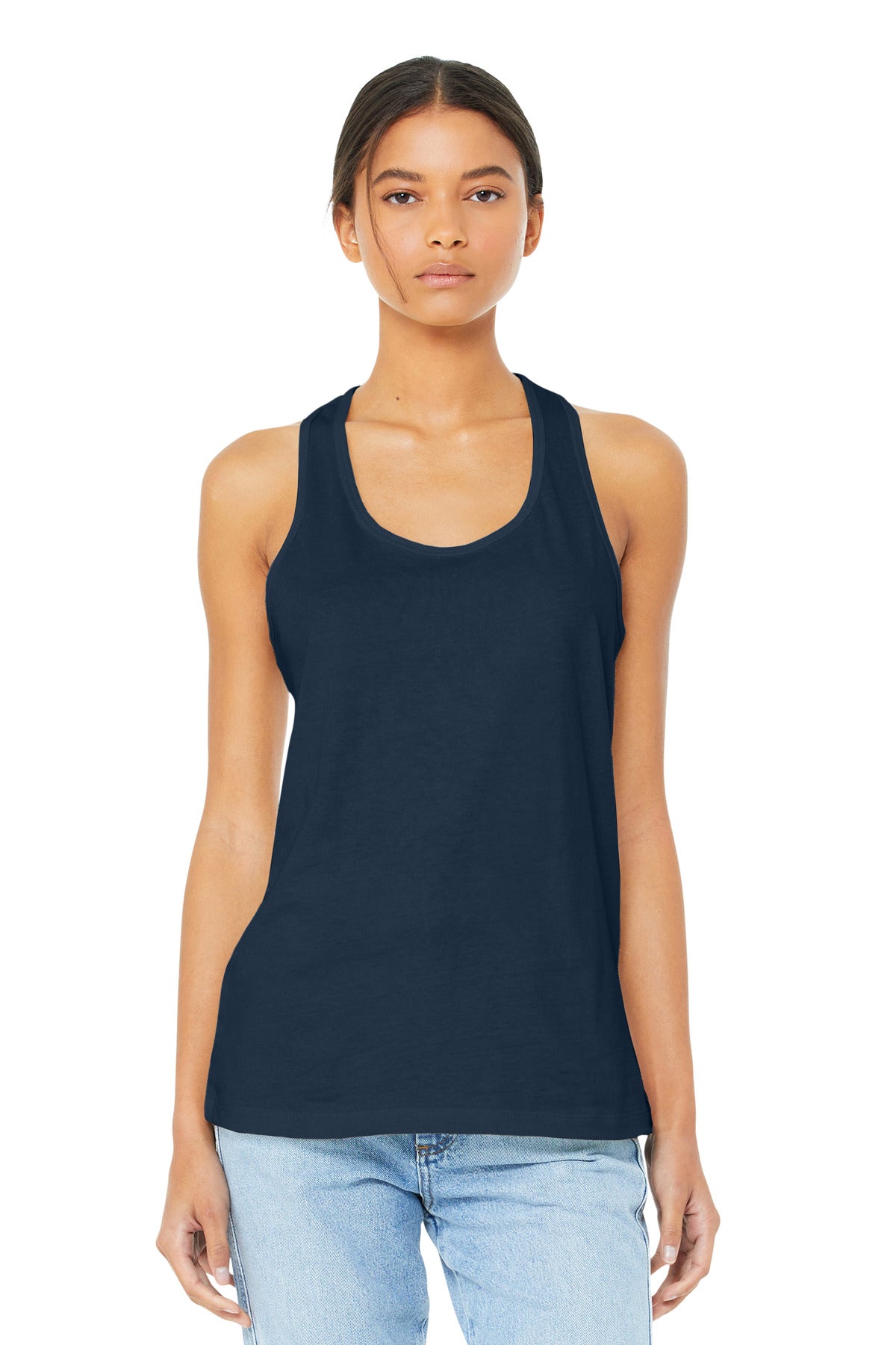 BELLA+CANVAS Women's Jersey Racerback Tank. BC6008 - Navy - front