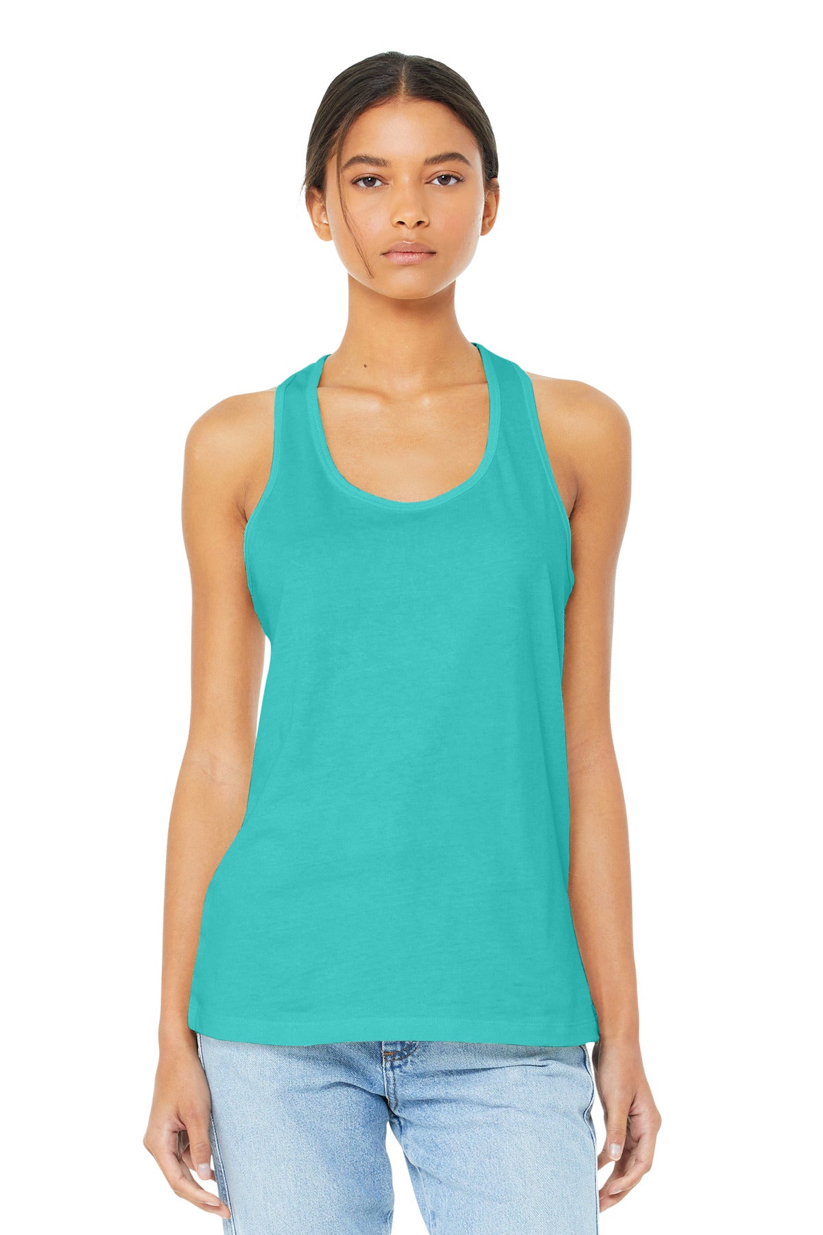 BELLA+CANVAS Women's Jersey Racerback Tank. BC6008 - Teal - front