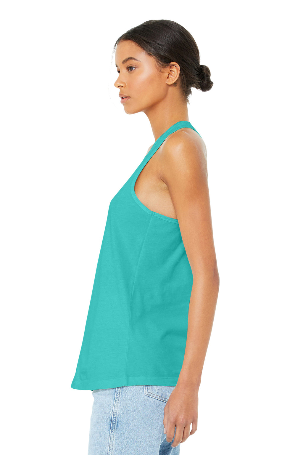 BELLA+CANVAS Women's Jersey Racerback Tank. BC6008 - Teal - side
