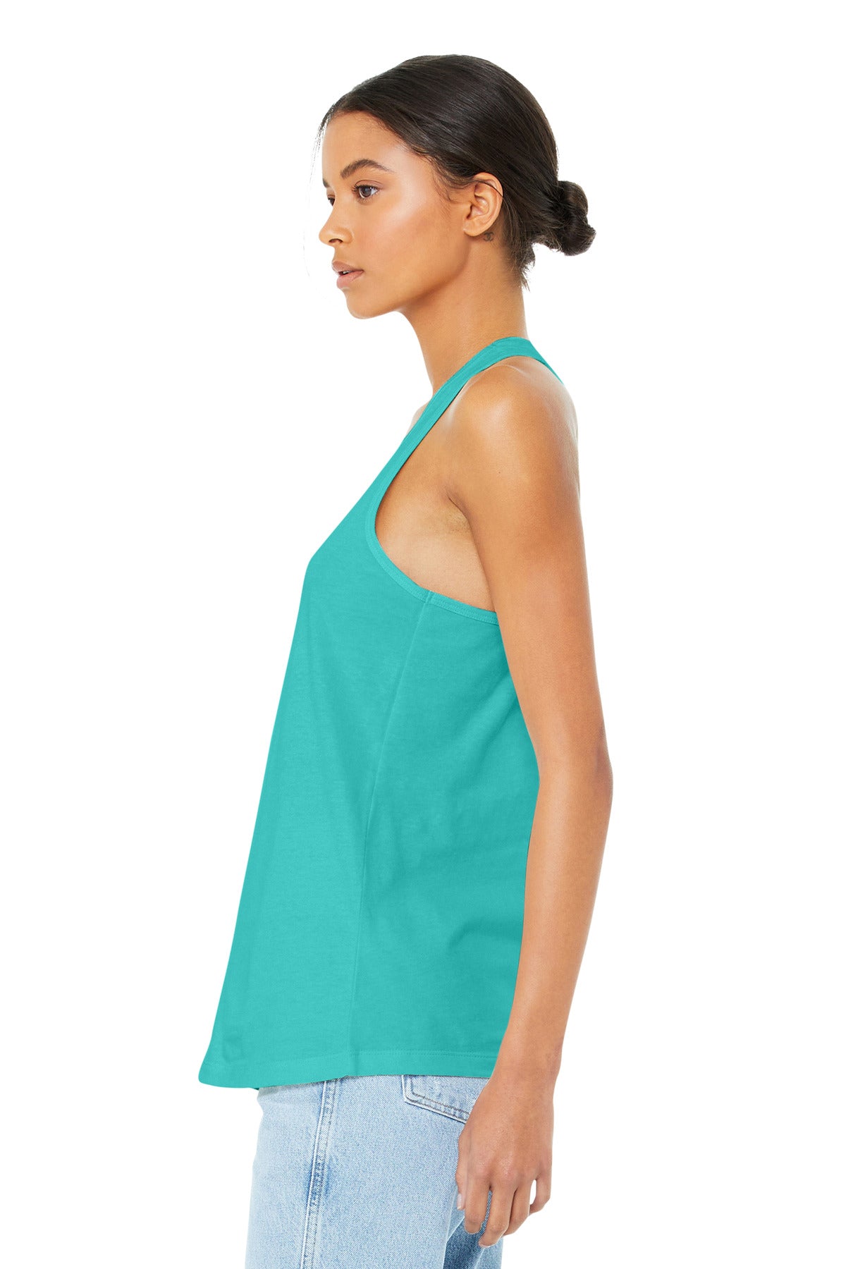BELLA+CANVAS Women's Jersey Racerback Tank. BC6008 - Teal - side
