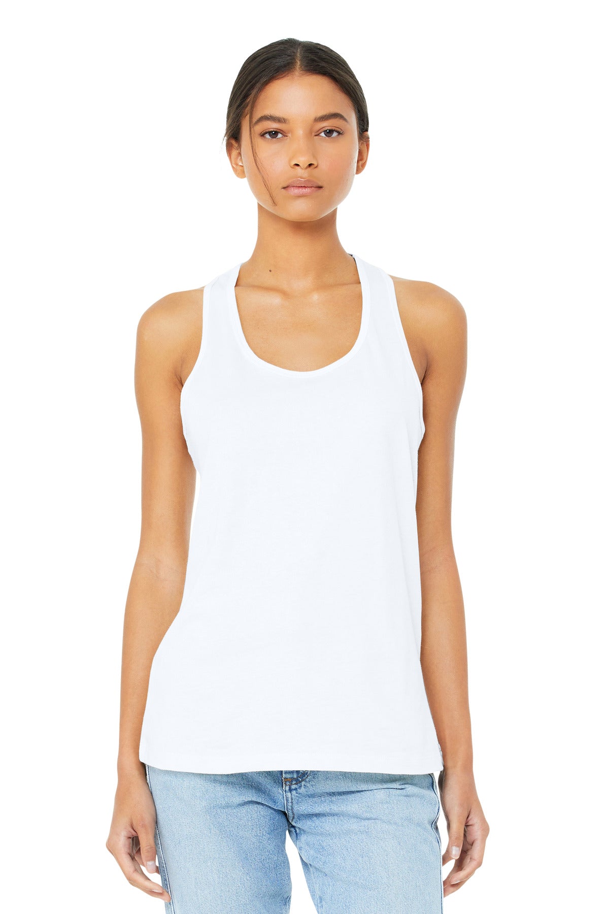 BELLA+CANVAS Women's Jersey Racerback Tank. BC6008 - White - front