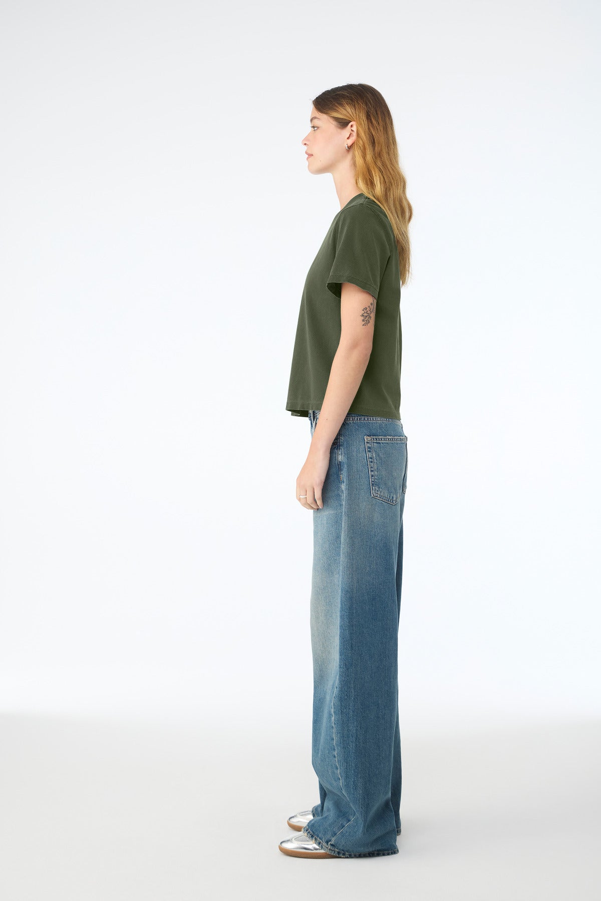 BELLA+CANVAS Women's 6-Ounce Heavyweight Tee BC6110 - Military Green - side