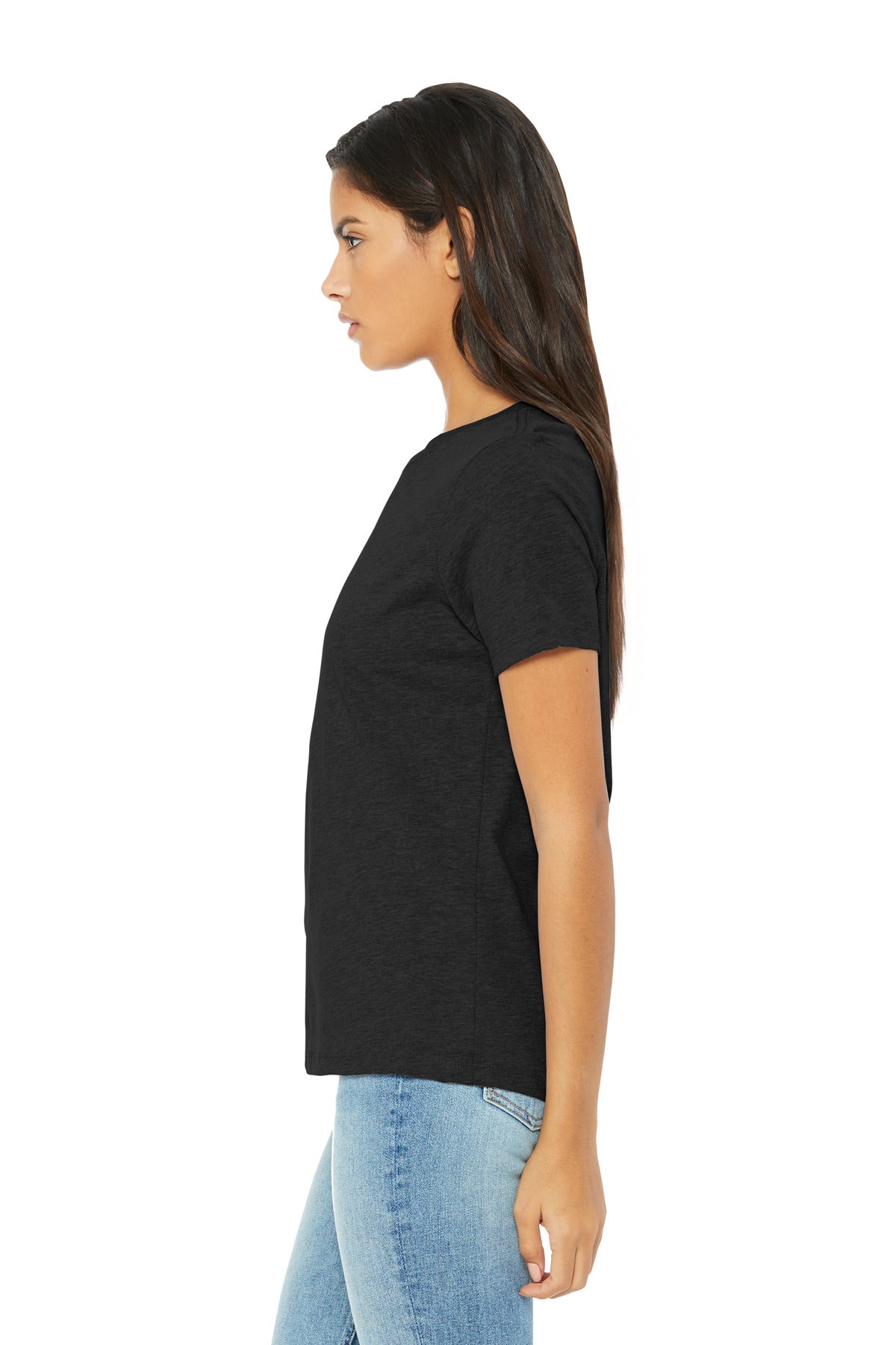 BELLA+CANVAS Women's Relaxed CVC Tee BC6400CVC - Black Heather - side