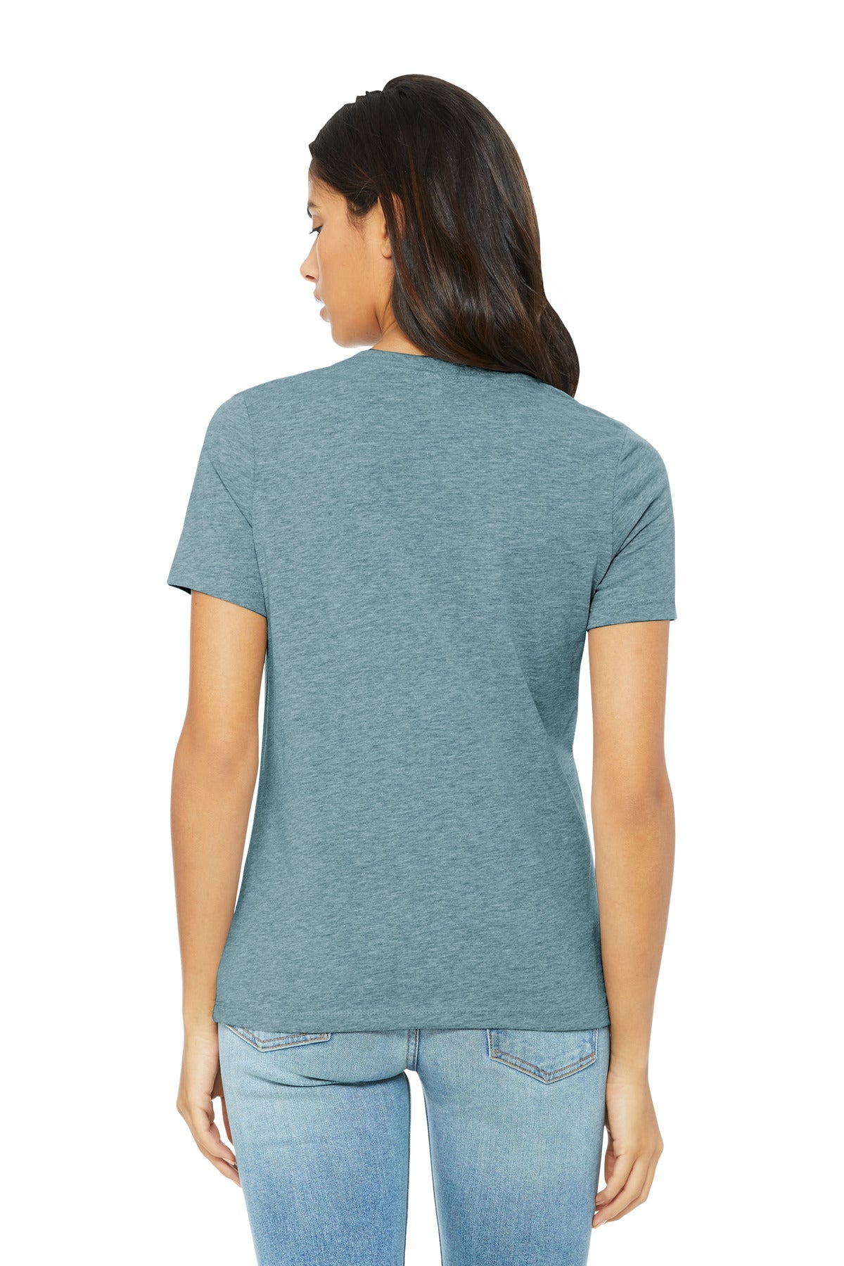 BELLA+CANVAS Women's Relaxed CVC Tee BC6400CVC - Heather Blue Lagoon - back