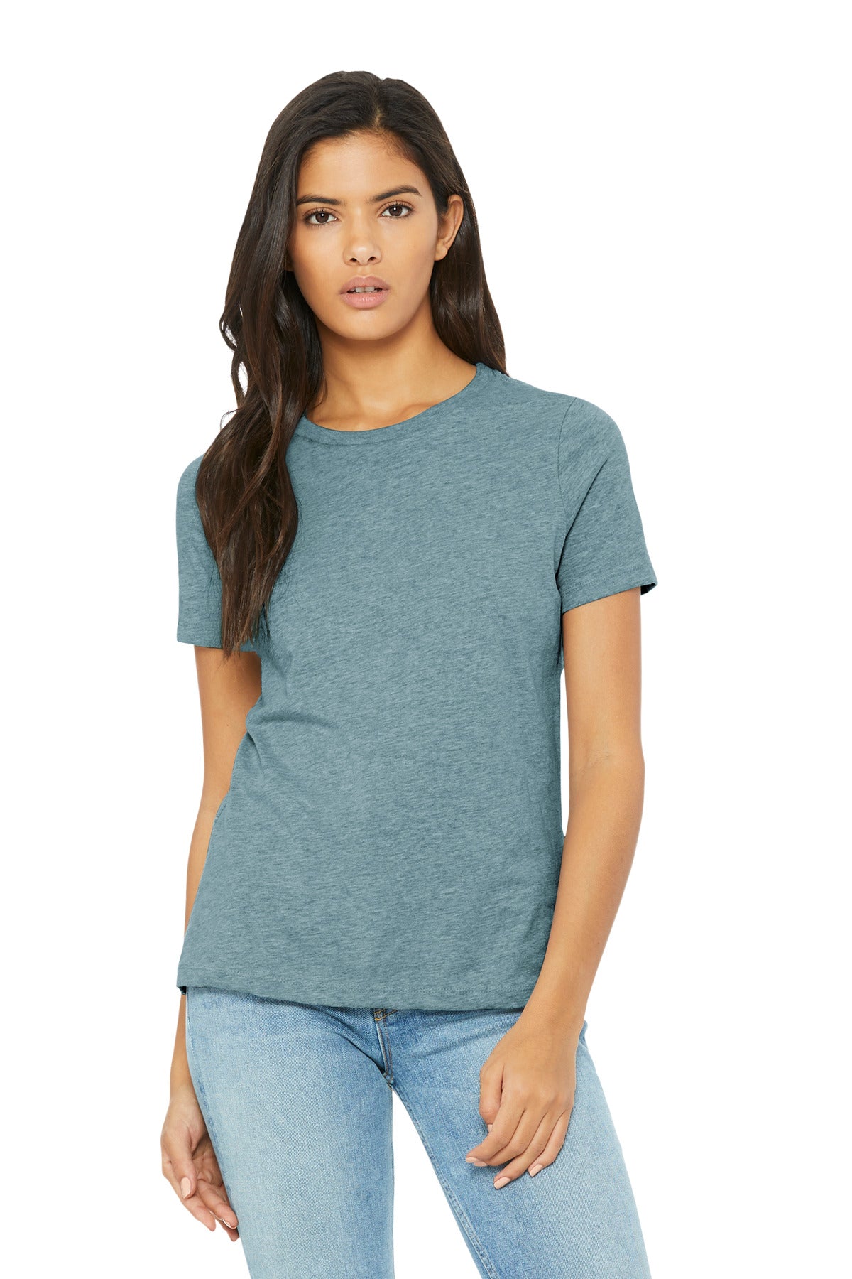 BELLA+CANVAS Women's Relaxed CVC Tee BC6400CVC - Heather Blue Lagoon - front