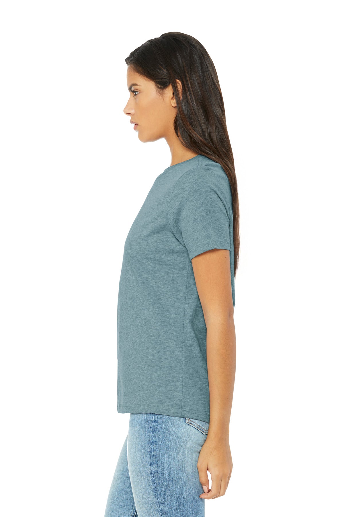 BELLA+CANVAS Women's Relaxed CVC Tee BC6400CVC - Heather Blue Lagoon - side