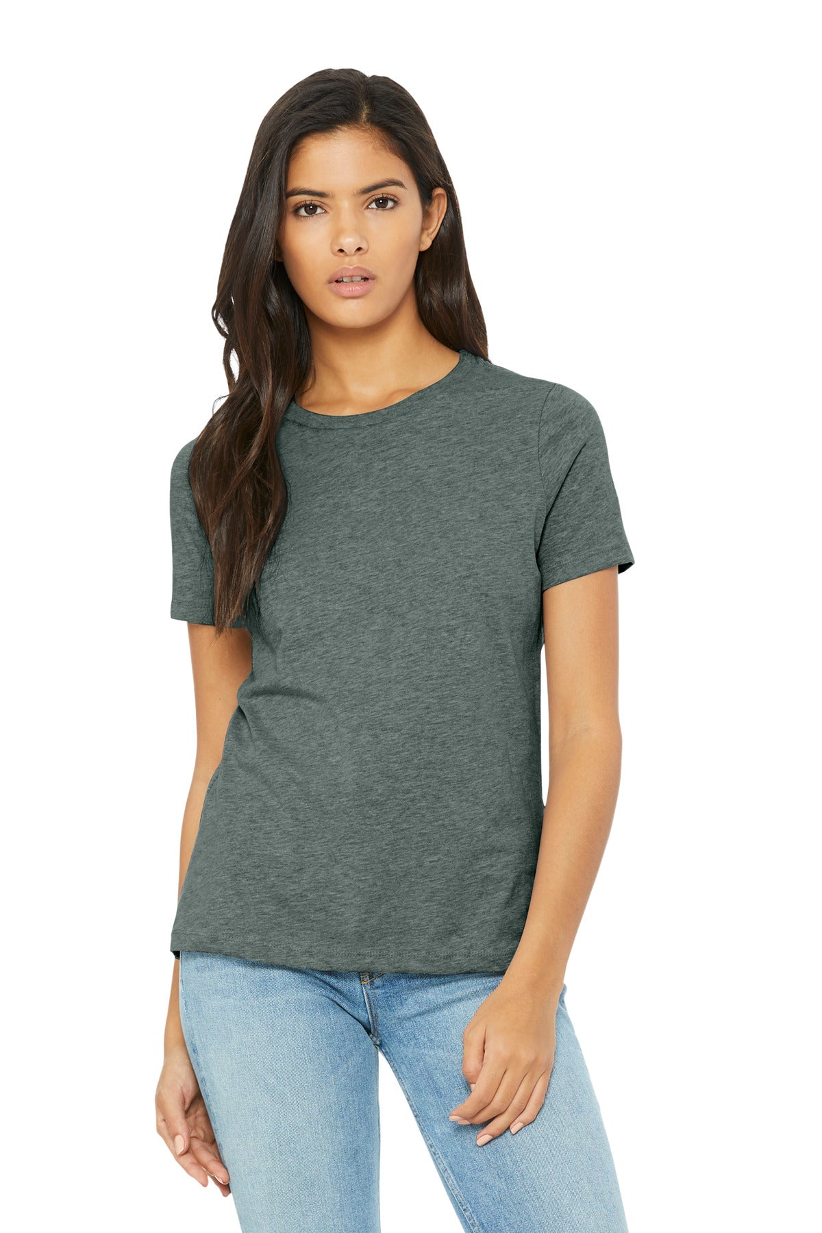 BELLA+CANVAS Women's Relaxed CVC Tee BC6400CVC - Heather Blue Storm - front