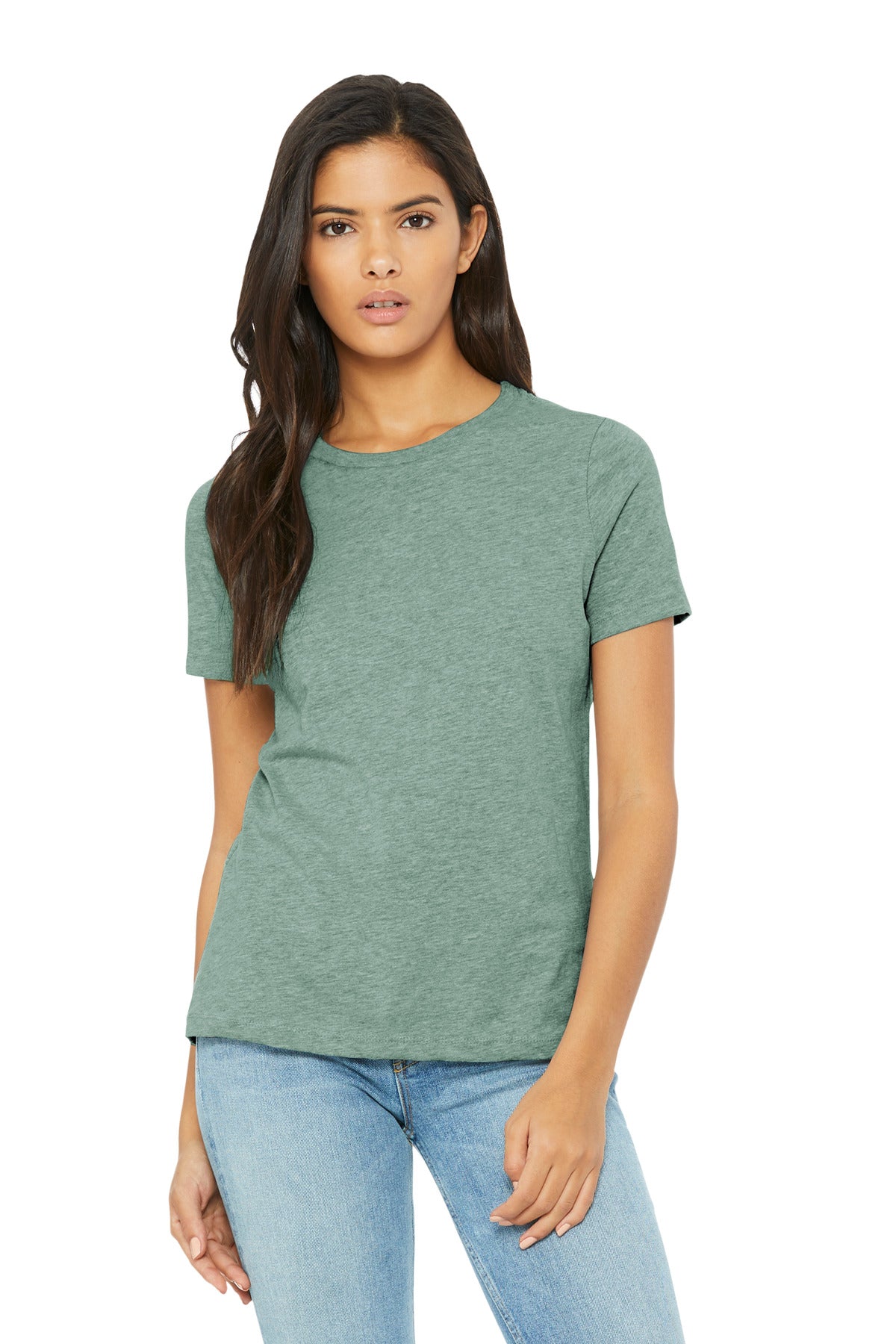 BELLA+CANVAS Women's Relaxed CVC Tee BC6400CVC - Heather Prism Dusty Blue - front
