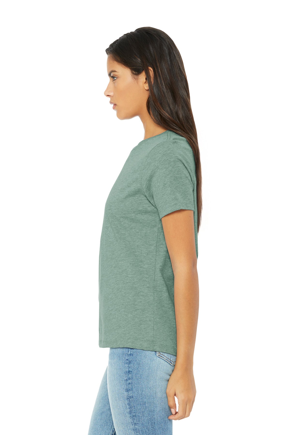 BELLA+CANVAS Women's Relaxed CVC Tee BC6400CVC - Heather Prism Dusty Blue - side