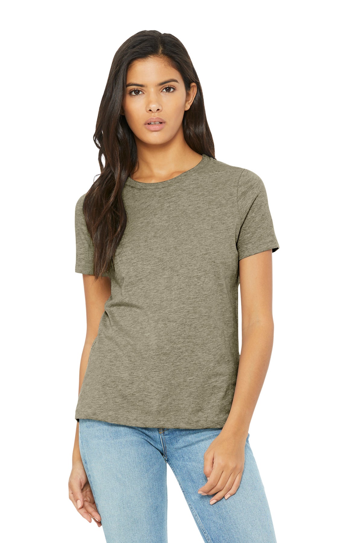 BELLA+CANVAS Women's Relaxed CVC Tee BC6400CVC - Heather Stone - front