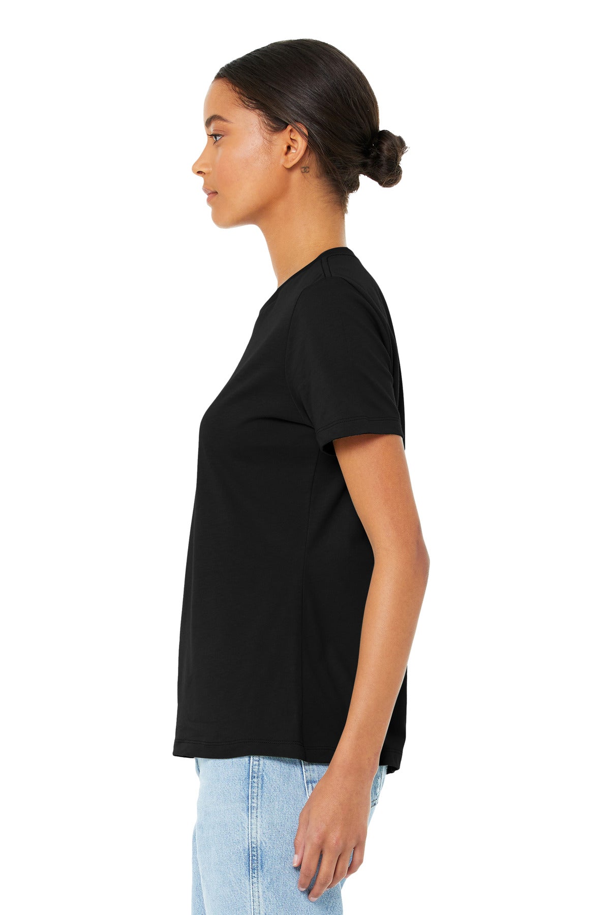 BELLA+CANVAS Women's Relaxed Jersey Short Sleeve Tee. BC6400 - Black - side