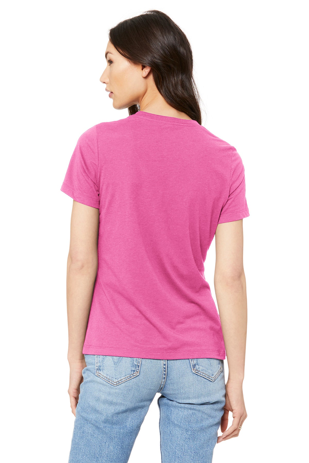 BELLA+CANVAS Women's Relaxed Jersey Short Sleeve Tee. BC6400 - Charity Pink - back