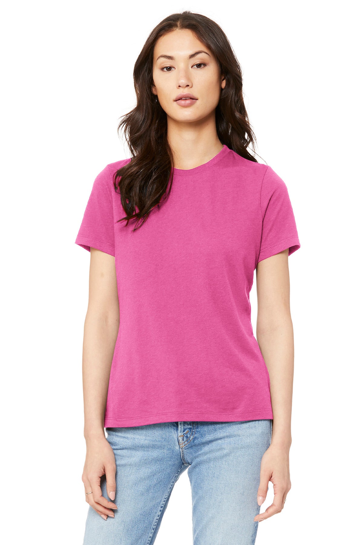 BELLA+CANVAS Women's Relaxed Jersey Short Sleeve Tee. BC6400 - Charity Pink - front