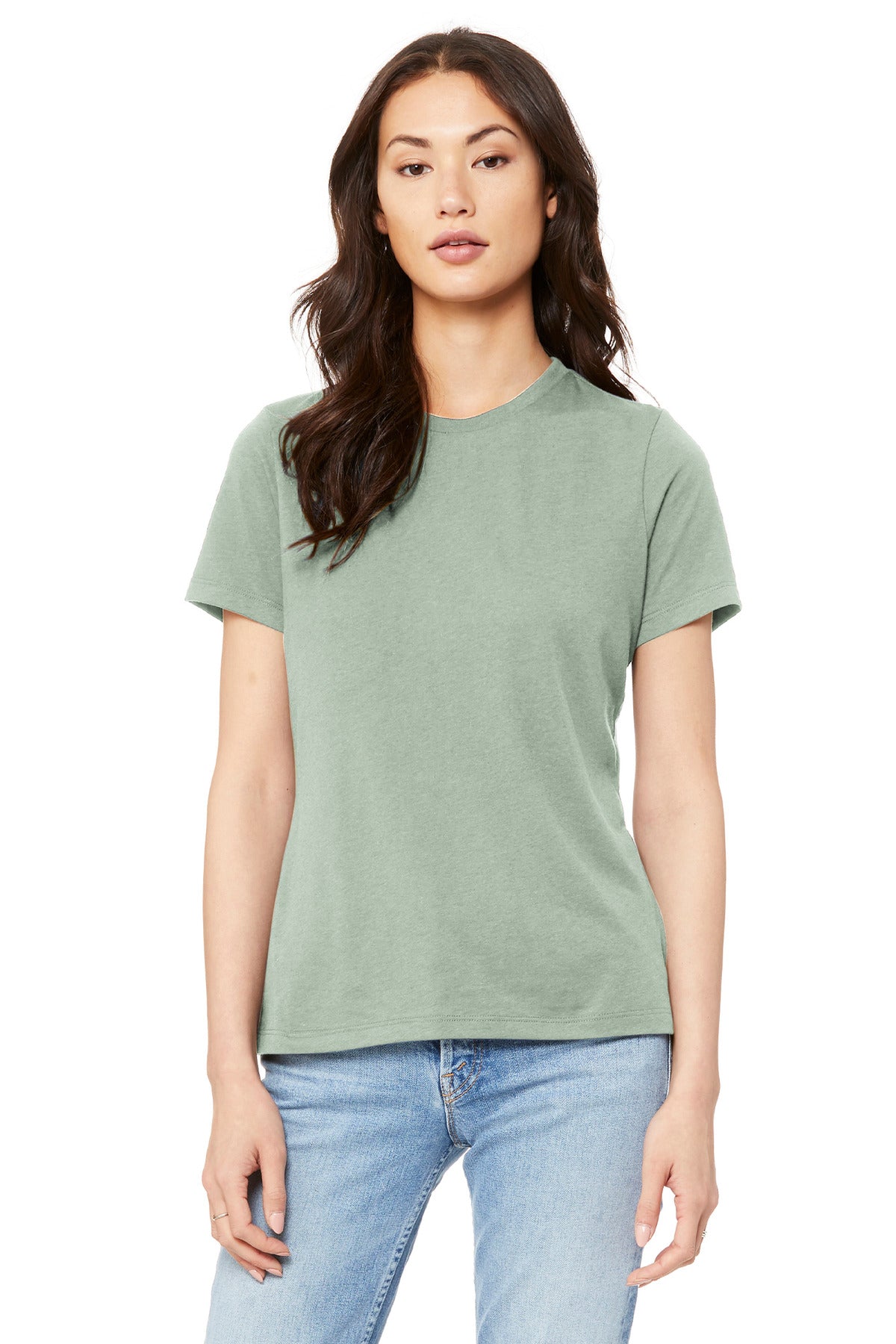 BELLA+CANVAS Women's Relaxed Jersey Short Sleeve Tee. BC6400 - Dusty Blue - front