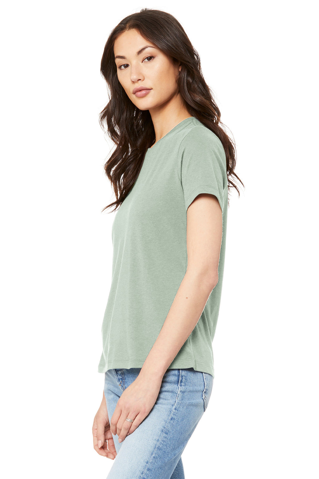 BELLA+CANVAS Women's Relaxed Jersey Short Sleeve Tee. BC6400 - Dusty Blue - side