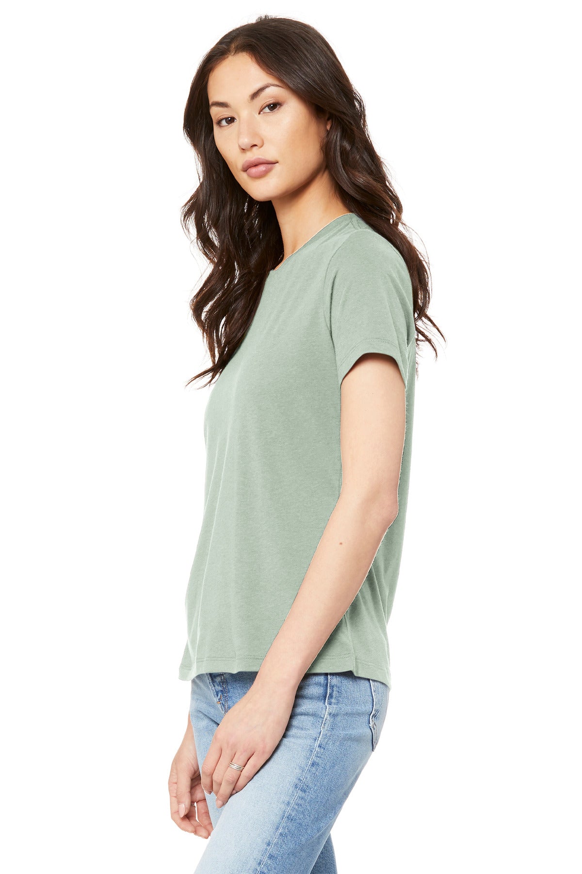 BELLA+CANVAS Women's Relaxed Jersey Short Sleeve Tee. BC6400 - Dusty Blue - side