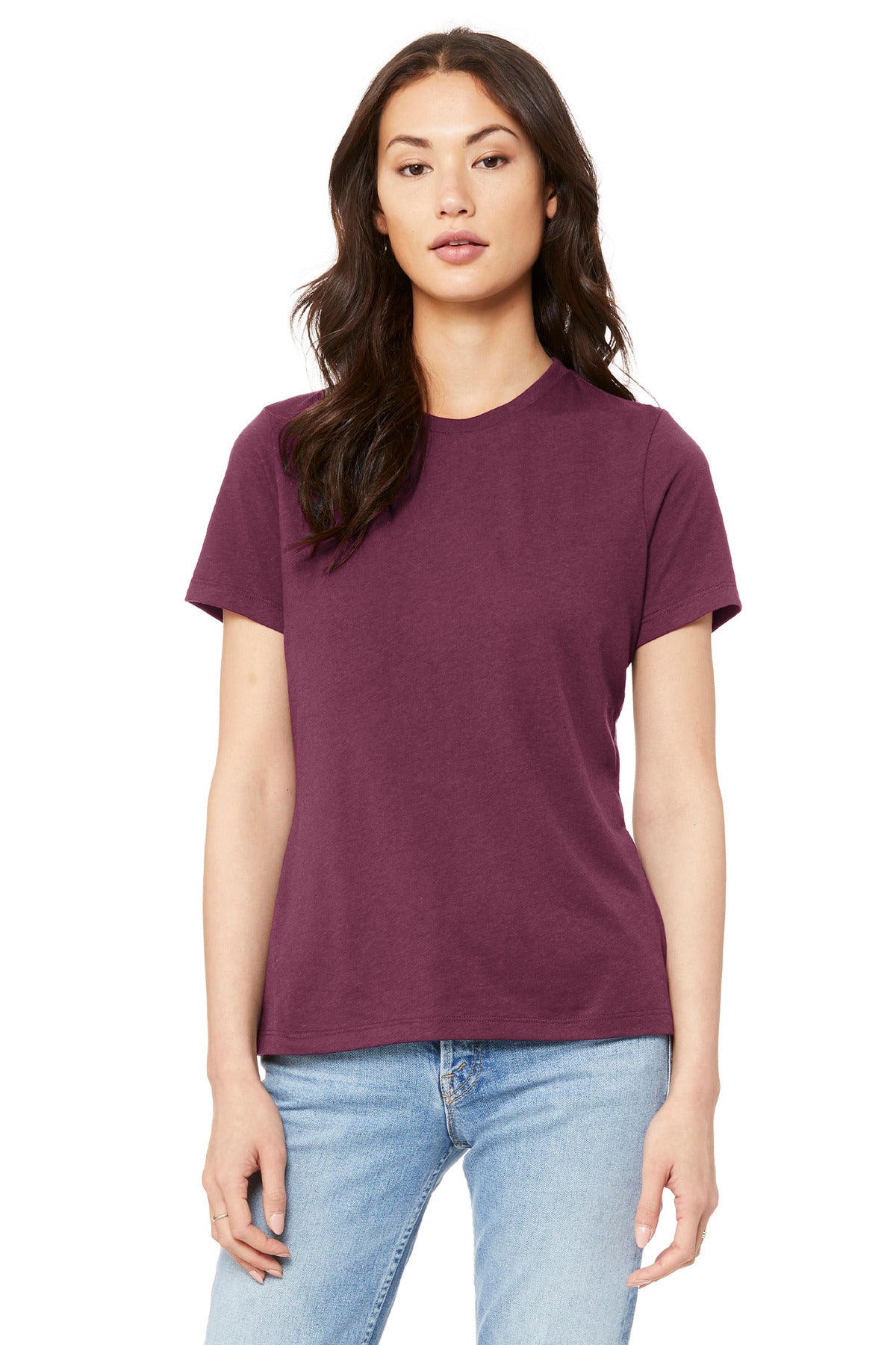 BELLA+CANVAS Women's Relaxed Jersey Short Sleeve Tee. BC6400 - Maroon - front