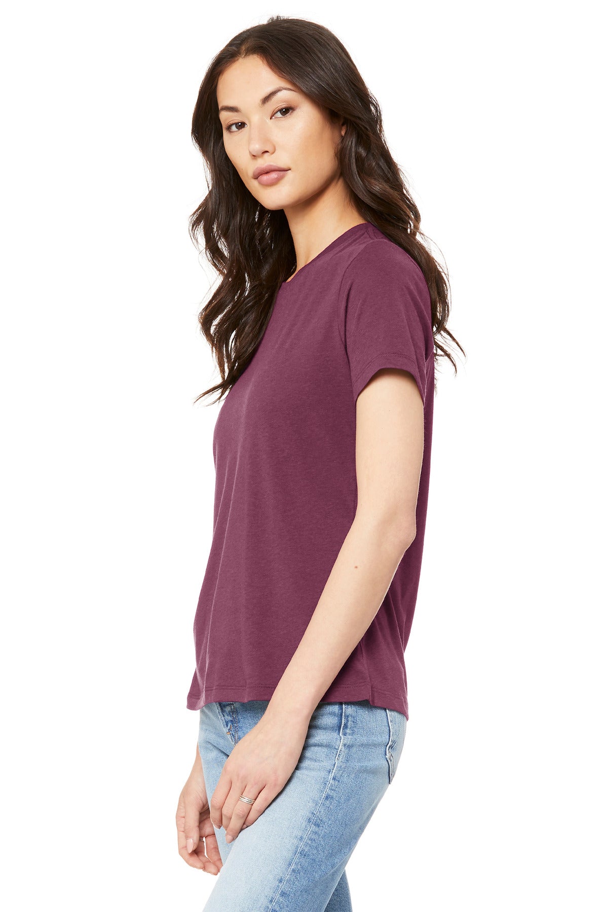 BELLA+CANVAS Women's Relaxed Jersey Short Sleeve Tee. BC6400 - Maroon - side