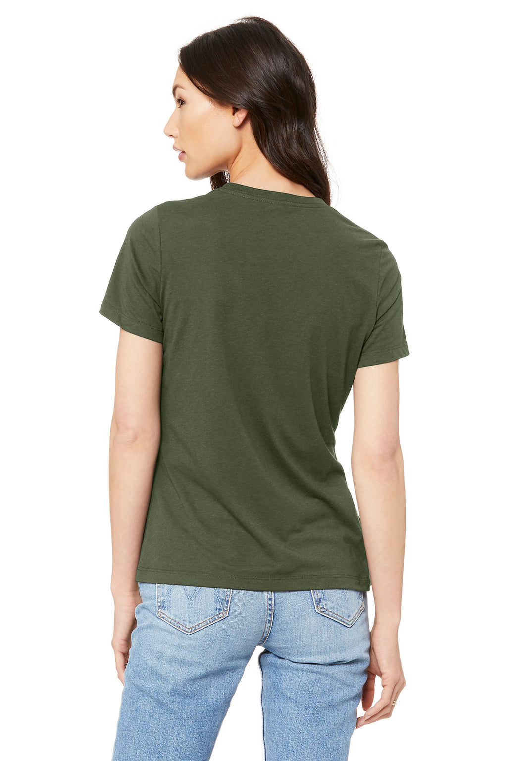 BELLA+CANVAS Women's Relaxed Jersey Short Sleeve Tee. BC6400 - Military Green - back