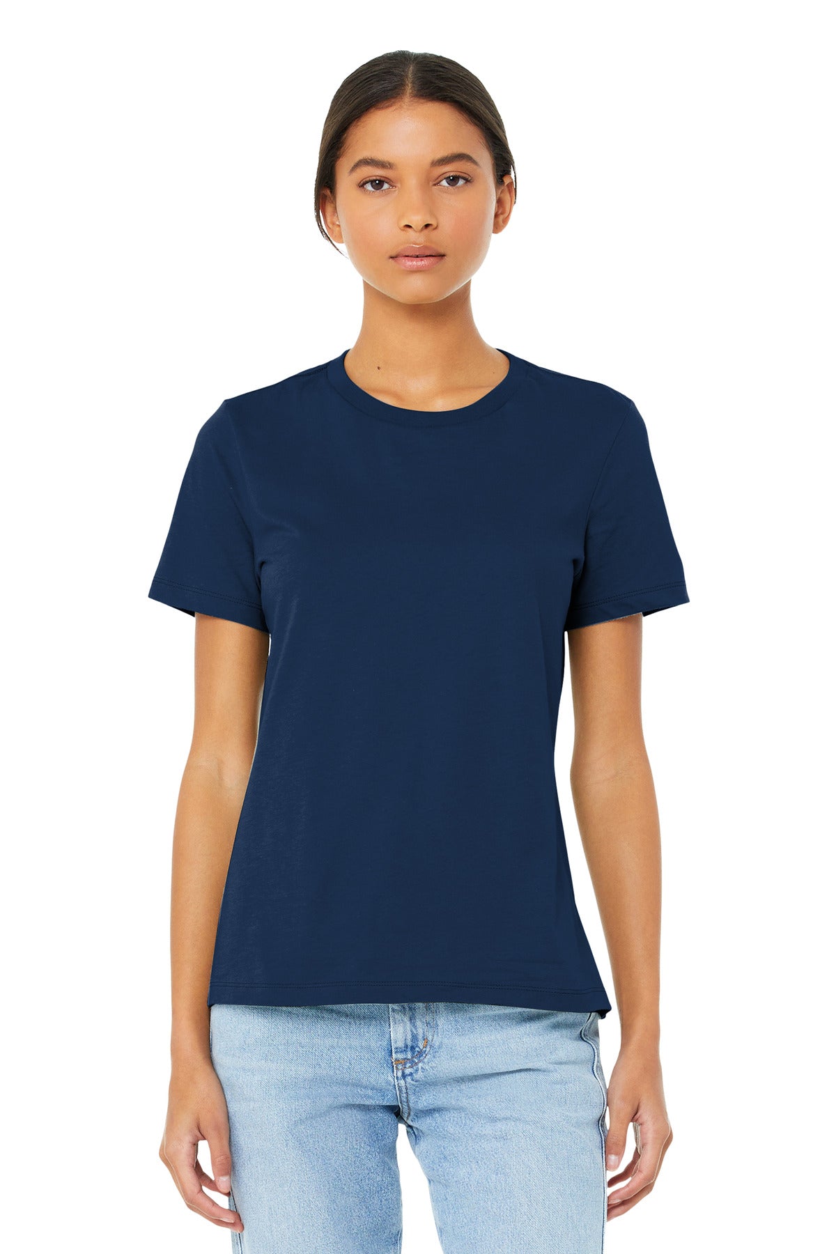 BELLA+CANVAS Women's Relaxed Jersey Short Sleeve Tee. BC6400 - Navy - front